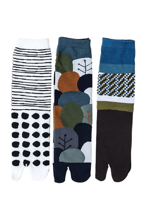 3 Pairs Two-Toed Socks Split Toe Socks Flip Flop Tabi Socks Cotton Japanese Geta Socks Unisex Comfortable Retro Two-Toed Middle Tube Socks
