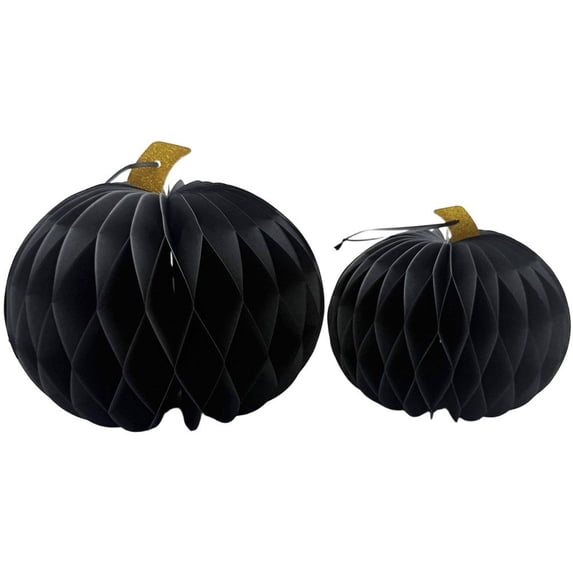 Wiywef 3D Honeycomb Paper Pumpkin Lanterns 2 Pcs Halloween Hanging Ornaments