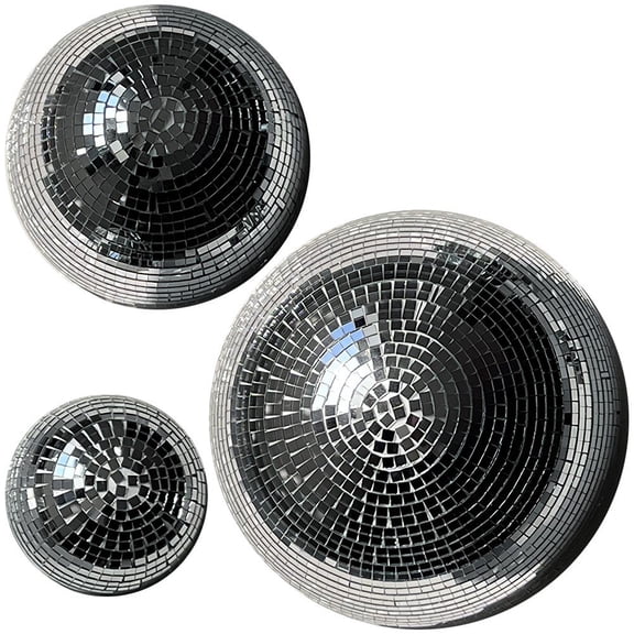 Wiywef 3Pcs Half Ball Disco Mirror Hemisphere Silver Glass Reflective Wall Mounted Decor