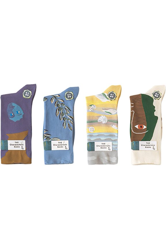 4 Pairs Novelty Oil Painting Pattern Socks Casual Middle Tube Socks Funny Aesthetic Socks Cotton High Socks for Men Women