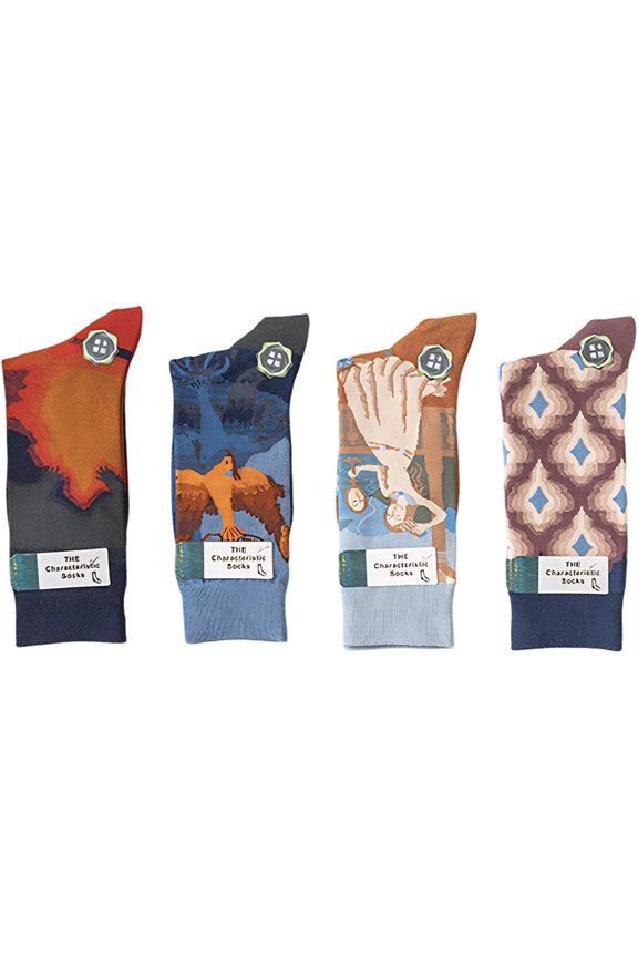4 Pairs Novelty Oil Painting Pattern Socks Casual Middle Tube Socks Funny Aesthetic Socks Cotton High Socks for Men Women