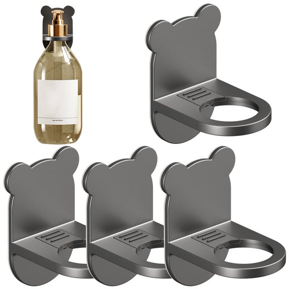 Wiywef 5pcs Wall Mount Soap Bottles Dispenser Holder, Hand Pump Bottles Stand Wall Mount Hanging Jar Rack Shampoo Standing Shelf Storage Holder Lotion Container