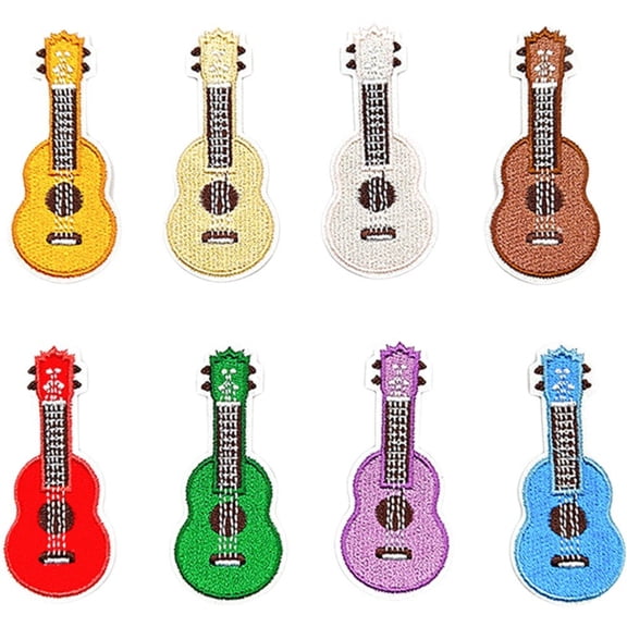 Wiywef 8pcs Guitar Patch Embroidered Patches For Clothing Cartoon Stripe Patches On Clothes Self-Adhesive Patches Applique Badges DIY Decor