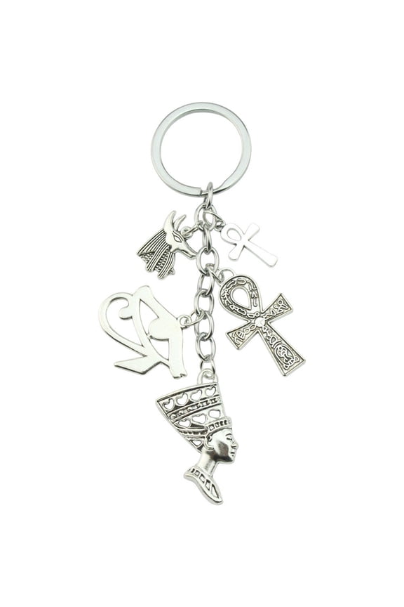 Ancient Egypt Ankh Keychain with Eye of Horus Charm - Retro Symbol Pendant for Car Keys Backpack Bag, Lucky Protection Amulet Gift