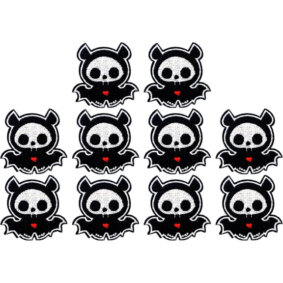 Wiywef Bat Embroidered Patches, 10 Pcs Iron On Sew On Appliques for Clothing and Bags, 5 x 4.8 cm