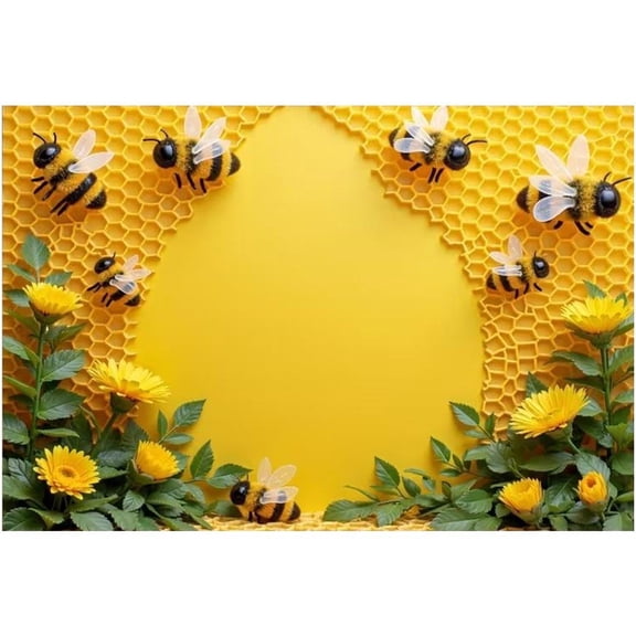 Wiywef Bee Cloth Background, Bee Photo Backdrop Multi-purpose Banner For Birthday, Happy Bee Day Party Supplies