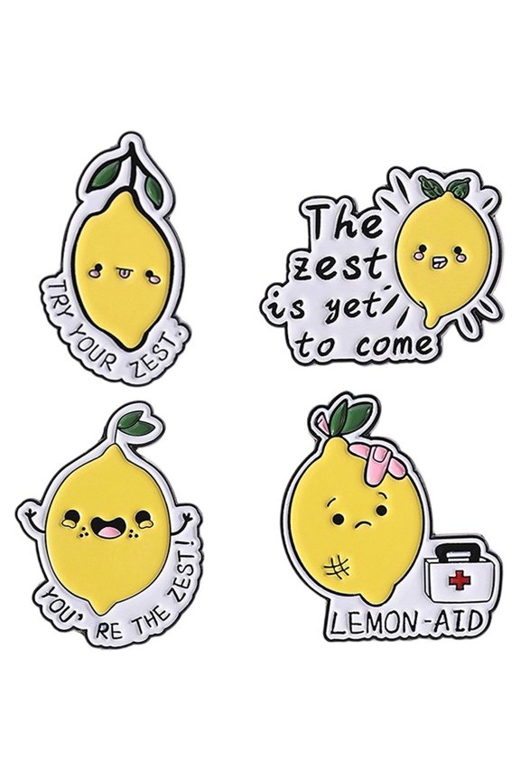 Cartoon Lemon Brooch Cute Yellow Lemon Badge Pin Fruit Shaped Shirt Bag Brooches Pins Button Brooch Jewelry Gift for Friend