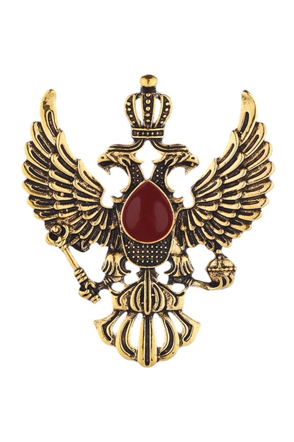 Classic Double Headed Eagle Brooch Vintage Collar Breastpin Russia Two Headed Eagle Pin Coat Skirt Studs Accessories