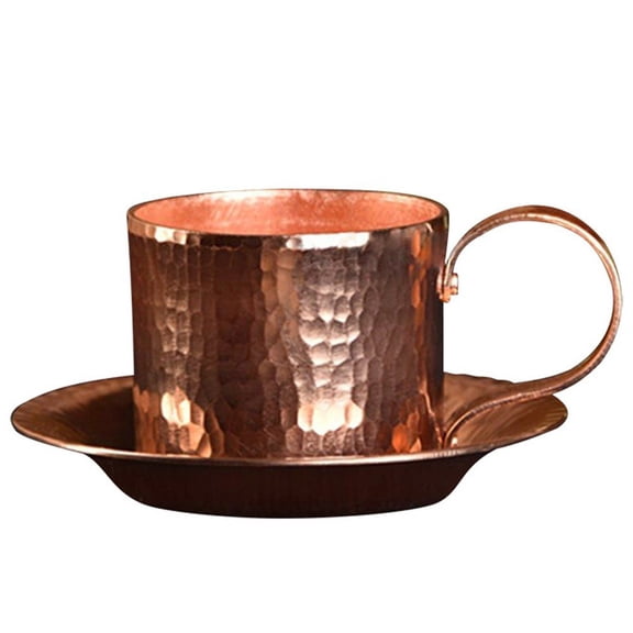 Wiywef Copper Plated Moscow Mule Mug with Handle and Saucer Handcrafted Party Gift Set
