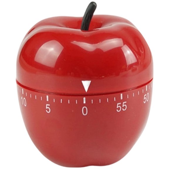 Wiywef Cute Mechanical Kitchen Timer, Battery-Free Apple Cooking Timer for Baking, Glossy Apple, 1 Piece