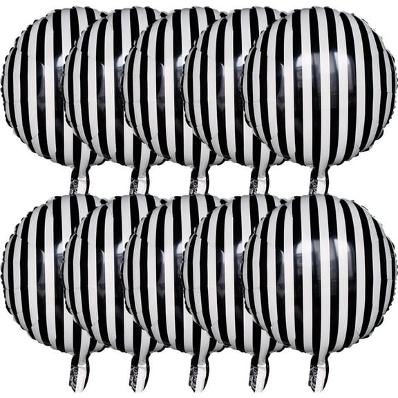 Wiywef Fashion Black White Stripe Dot Foil Balloon 10Pcs/Lot Helium Air Ball for Graduation Birthday Wedding Shower Party Decor