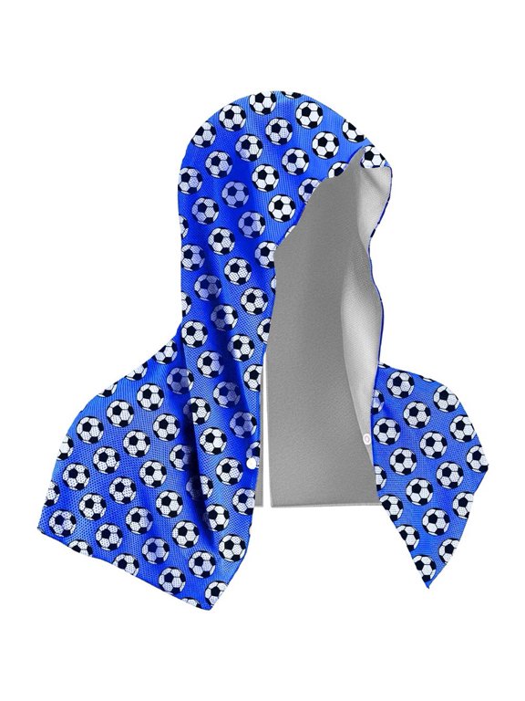 Football Pattern Cooling Towel, Quick Drying Neck Wraps, Breathable Hooded Cooling Hoodie Towel Ice Cool Cap For Hiking Fishing Outdoor Beach Sports