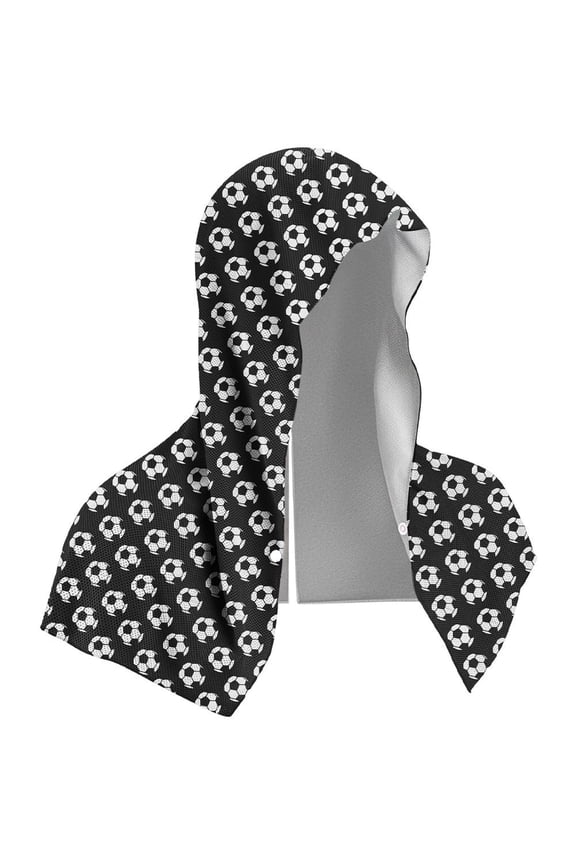 Football Pattern Cooling Towel, Quick Drying Neck Wraps, Breathable Hooded Cooling Hoodie Towel Ice Cool Cap For Hiking Fishing Outdoor Beach Sports