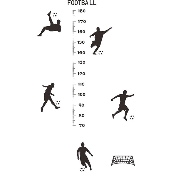 Wiywef Football Theme Height Measuring Wall Sticker PVC Height Chart Mural Decal for Living Room Home Decor