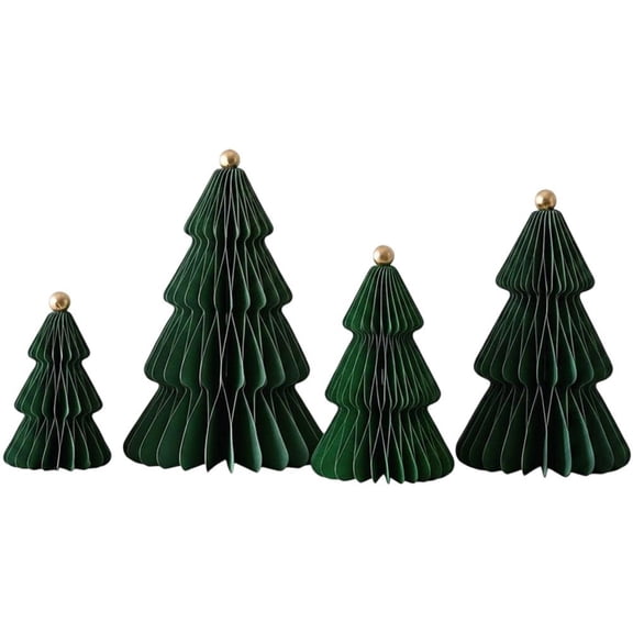 Wiywef 3D Honeycomb Paper Christmas Trees Set of 4 - Tabletop Centerpiece Decor