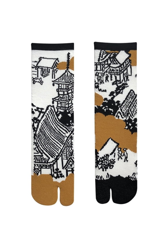 Japanese Split Toe Socks Flip Flop Tabi Socks Cotton Japanese Geta Socks Unisex Comfortable Two-Toed Middle Tube Socks Japanese Tabi Socks