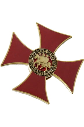 Knights Templar Badge Red Cross Pin Brooch Medieval Crusader Symbol Jewelry Accessory For Men Women Gold Tone Collectible