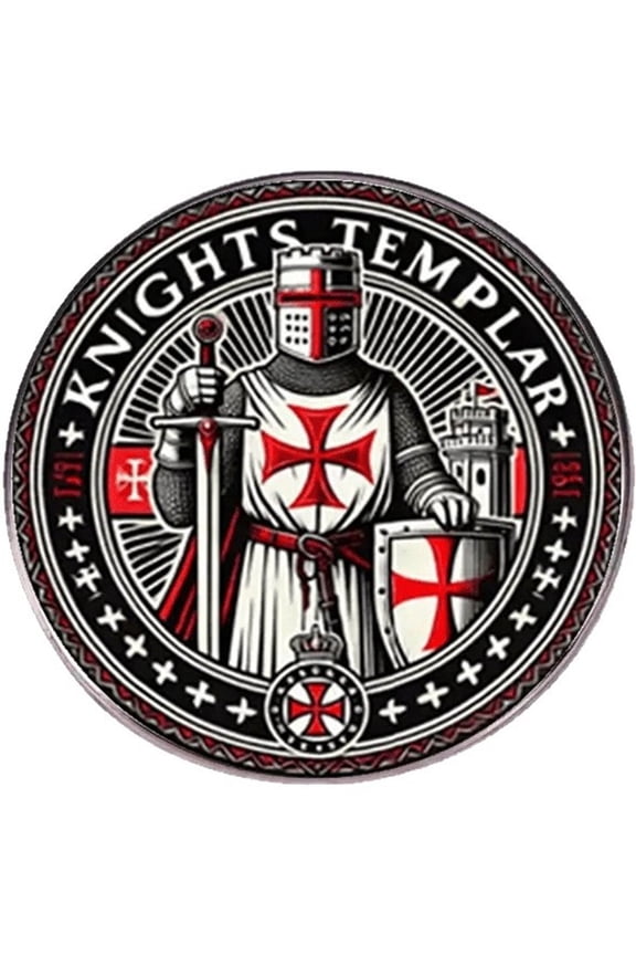 Knights Templar Red Cross Brooch Retro Knight Badge Decorative Pin Templar Cross Pin Metal Lapel Pin for Suits Coats