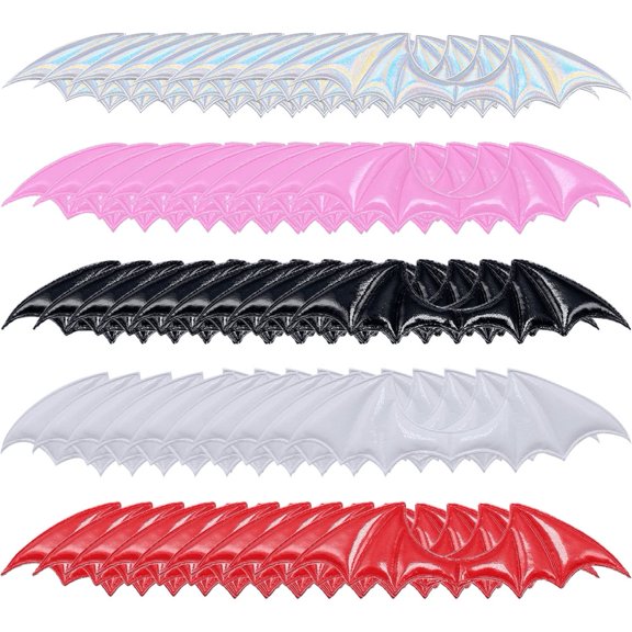 Wiywef Leather Bat Wings Appliques, 50 Pcs DIY Wing Pendants for Hair Clips and Crafts, 5.71 x 1.57 Inch