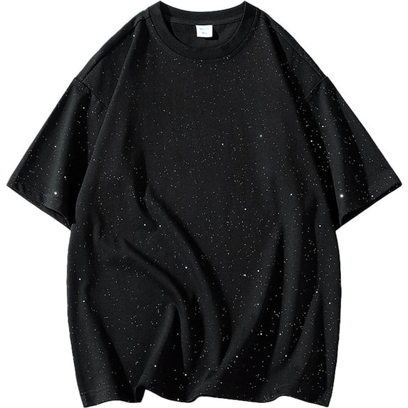 Wiywef Men's Shiny Shirts Short Sleeve T-shirt Sparkly Disco Rave Hot Tops Nightclub Glitter T-Shirt Summer Solid Color Casual Tops