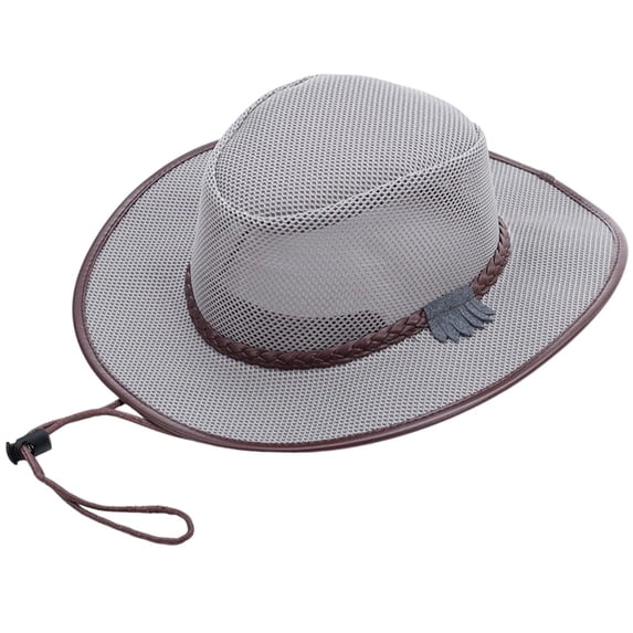 Wiywef Mesh Wide Brim Cowboy Hat Breathable Jazz Hat for Summer Golf Fishing Camping Hiking