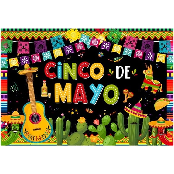 Wiywef Mexican Fiesta Backdrop - Cinco De Mayo Carnival Party Decorations, Colorful Wall Background Banner Tablecloth for Photo Booth Studio Props Decor Supplies