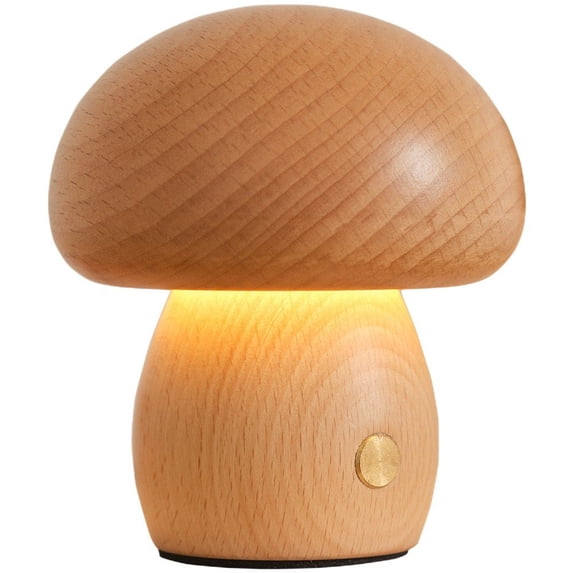 Wiywef Mushroom Night Light, USB Dimmable Bedside Lamp Touch Lamps, Vintage Wooden Table Lamp Mushroom Light Decor for Bedroom