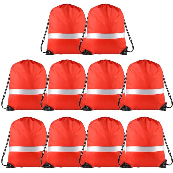 Wiywef Outdoor Backpack Drawstring Bag Portable Trainer String Bag with Fluorescent Strips Riding Backpack for Sport Fitness Travel