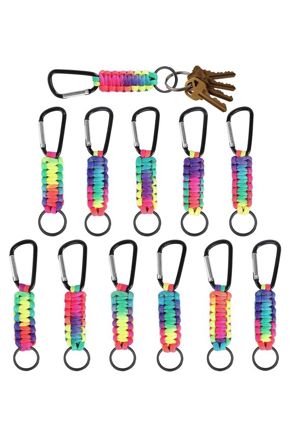 Paracord Keychain with Carabiner, Braided Lanyard Key Chain with D-shape Clip for Keys Wallets Whistles Outdoor Activities