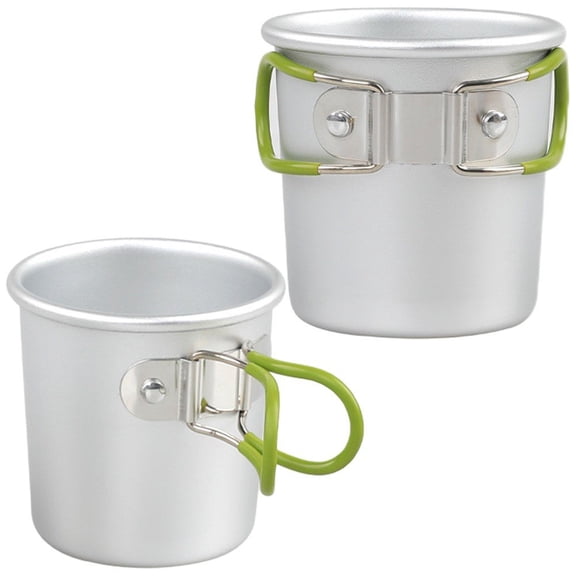 Wiywef Picnic Water Mug with Foldable Handle Insulated Coffee Mug Aluminum Alloy Camping Tea Mug for Outdoor Camping Hiking Backpacking