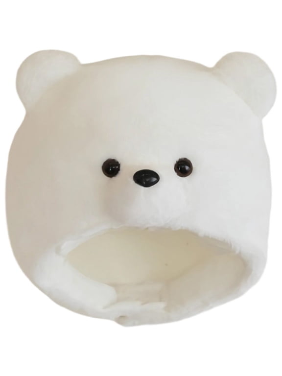 Plush Polar Bear Shape Hat, Warm Comfortable Winter Beanie, Animal Themed Accessory for Parties, 33 x 29 cm, 1 Pack