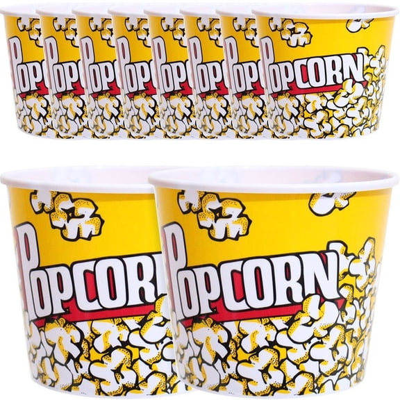Wiywef Popcorn Bucket 50Pcs Plastic Food Cup Tub Retro Style Popcorn Containers Snack Bowl for Movie Night Sleepover Party