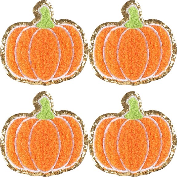 Wiywef Pumpkin Ghost Chenille Patch, 4 Pcs Sew On Appliques, 5.7 x 5.7 cm