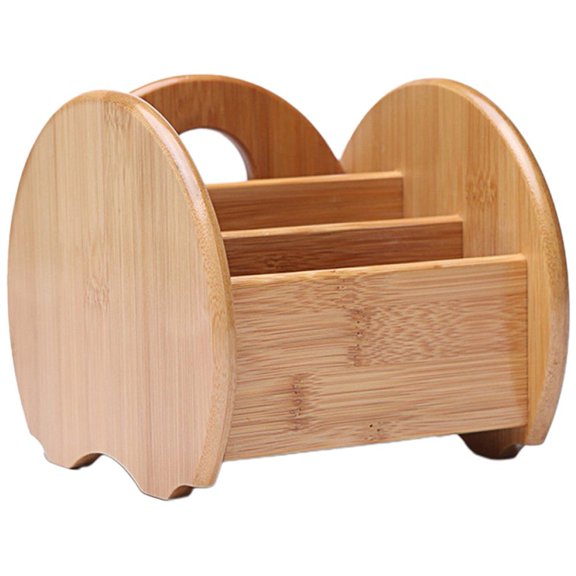 Wiywef Remote Control Holder Bamboo Coffee Table Desktop Storage Box Organizer Perfect for Smartphone, TV Remote, CD, Book and Other Small Items