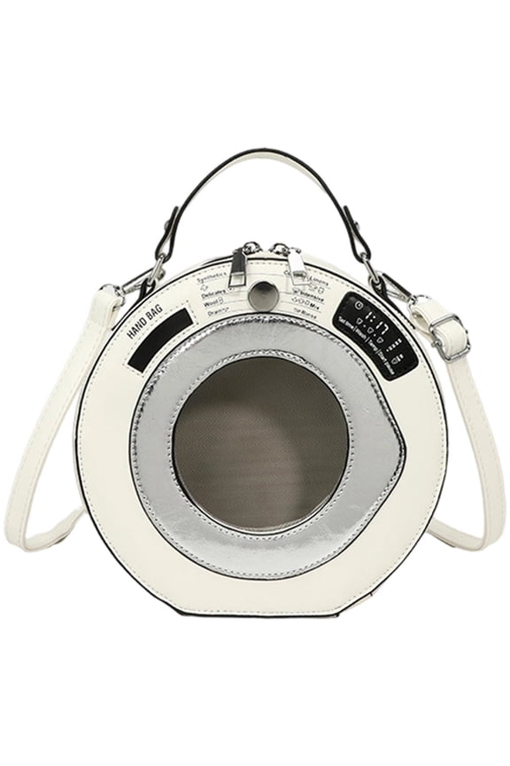 Round Handbag Pu Leather Shoulder Bag for Women, Fashion Crossbody Bag Small Round Tote Bag Casual Purse Handbag