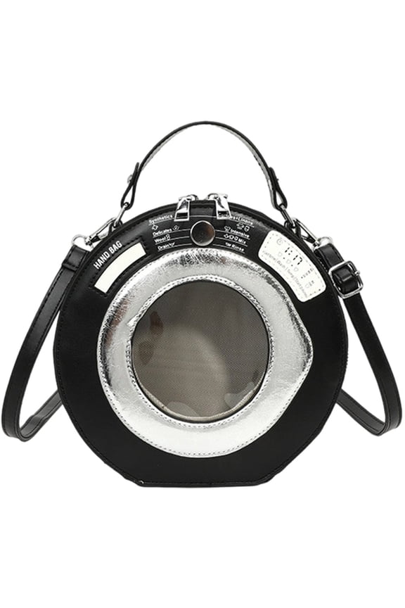 Round Handbags Pu Shoulder Bag for Women, Fashion Crossbody Bag Small Round Tote Bag Casual Purse Handbag