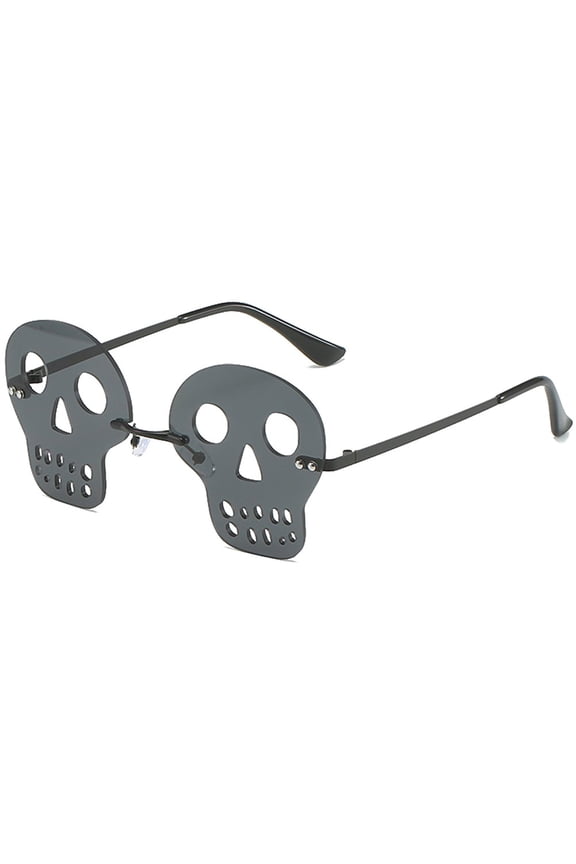 Skull Shape Sunglasses Irregular Rimless Sun Glasses Retro Novelty Halloween Party Eyewear Festival Rave Glasses