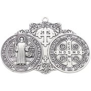 Wiywef St Benedict Medal Wall Decor Metal Saint Benedict Pendant Protection for Door Wall Religious Cross Protection Charms Keychain Pendant Catholic Gifts