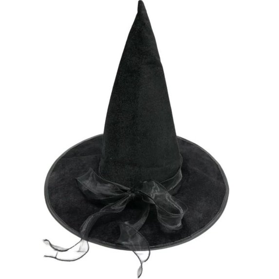 Wiywef Wide Brim Witch Hat Gothic Pointed Mage Cap with Lace for Halloween Party (Black)