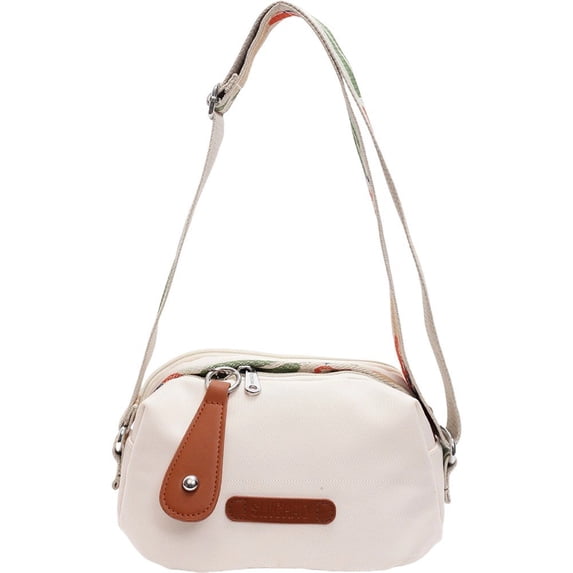Wiywef Women Oxford Cloth Crossbody Bag Multi-Zipper Single Shoulder Bag Adjustable Widen Strap Crossbody Bag Tote Bag for Daily Casual
