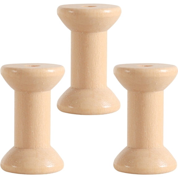 Wiywef Wooden Thread Spool 3PCS Empty Wooden Ribbon Spools Bobbins Lace Webbing Container for DIY Embroider Sewing Tool
