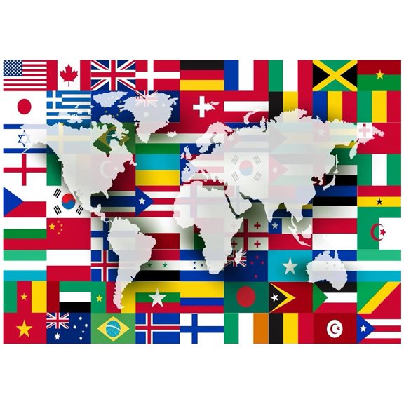 Wiywef World Flags Map Backdrop International Country Flags Background Map of the World Backdrop Classroom Banner for Party Decoration Photo Shoot Props
