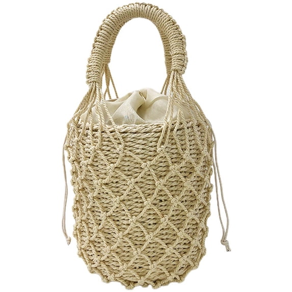Wiywef Woven Women Handbag Female Straw Mesh Bag Summer Beach Bags Handmade Bucket Net Bag Rattan Knitte -handle Tote