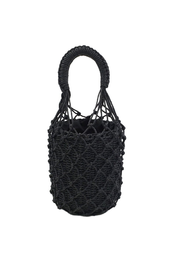 Woven Women Handbag Female Straw Mesh Bag Summer Beach Bags Handmade Bucket Net Bag Rattan Knitte -handle Tote
