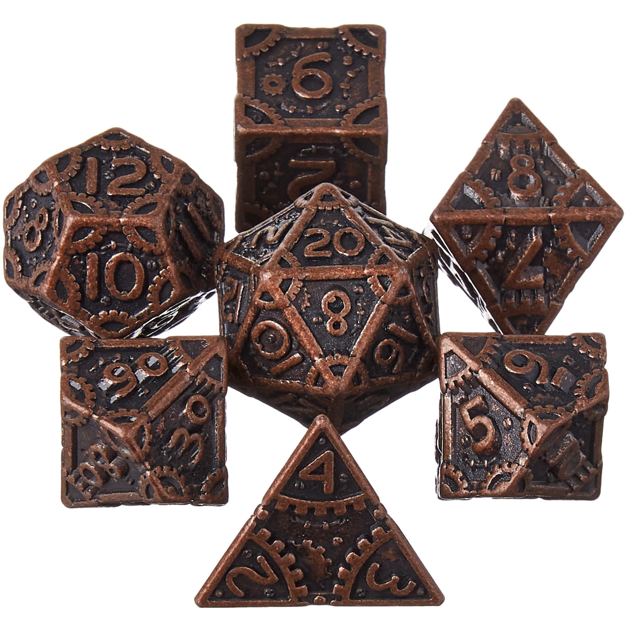 Wiz Dice Steampunk Metal Dice Set Polyhedral Dice Set for Tabletop