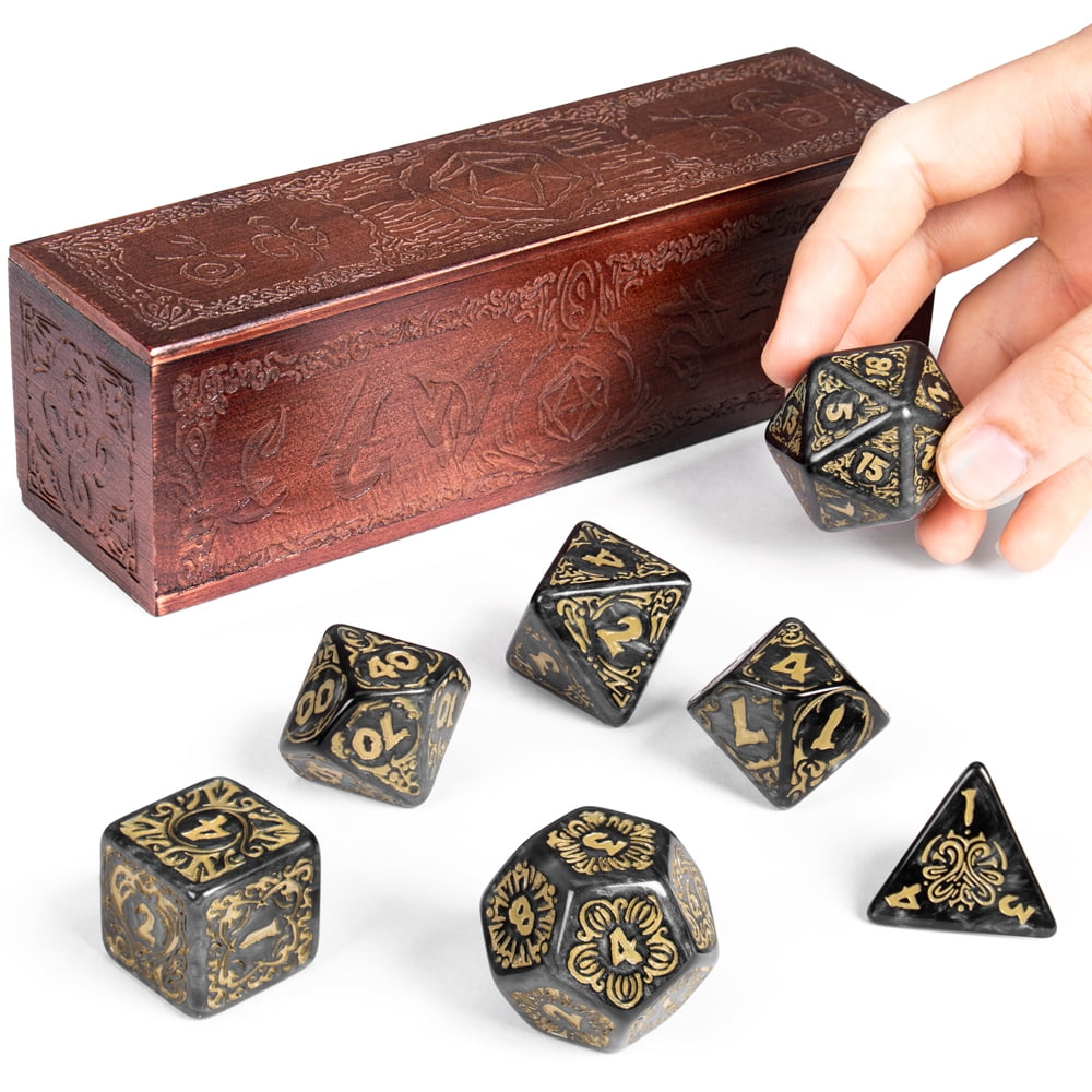 Wiz Dice Titan Dice - Polyhedral Large Dice Set for Tabletop RPG Adventure  Games with a Wooden Dice Box - DND Jumbo Dice Set, Suitable for Dungeons  and Dragons Dungeon Master - Walmart.com