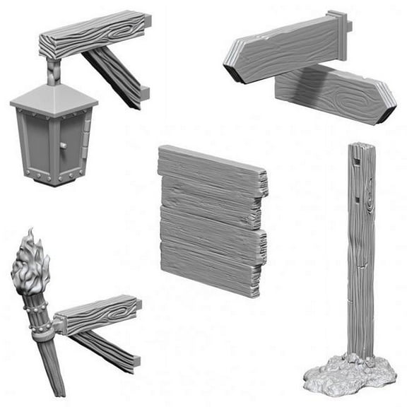 WizKids Deep Cuts Unpainted Miniatures: W10 Signs & Lights
