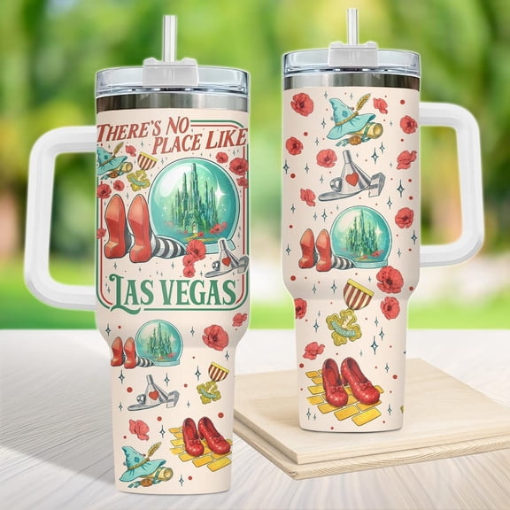 Wizard 40oz Tumbler, Oz Tumbler With Handle, Ruby Slippers Coffee Mug, Emerald City Travel Cup, Witchy Print Tumbler, Birthday Gift