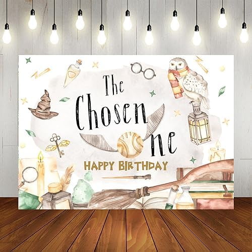 Wizard Baby Shower Backdrop The Chosen One Magical Birthday Party