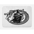thumbnail image 1 of Wizard Bath Mat, Woodcut Style Image of a Wizard in an Encircling Dragon Fantasy Myth, Plush Bathroom Decor Mat with Non Slip Backing, 29.5" X 17.5", Black and White, by Ambesonne, 1 of 2